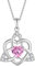FJ Collier Noeud Celtique Irlandais Argent Sterling 925 Pendentif Coeur Pierre de Naissance Octobre Tourmaline Rose Collier pour Femme Fille