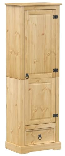 vidaXL Kleiderschrank, Garderobenschrank mit Metallgriff Schublade, Holzschrank Schrank für Schlafzimmer, Drehtürenschrank, Massivholz Kiefer