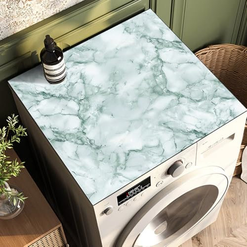 Hearda Tappetino per Lavatrice sopra Universale, Tappetino per Lavatrice Marmo Moderno Antiscivolo Assorbente, Morbido Tappetino Superiore per Asciugatrice (Marmo Verde,60x60cm)