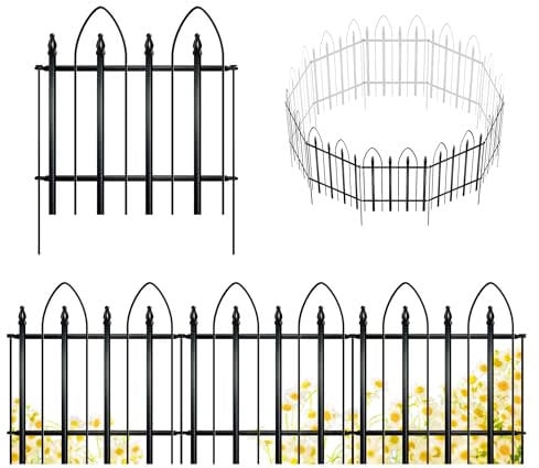 Thealyn Dekorativer Gartenzaun aus Metall, 61 cm H * 61cm W*5 Paneele, 3,05 m Gesamtlänge Metallumrandung, faltbar, Landschaftszaun, Hund, Haustier für Blumenbett, Hof, Tierbarriere