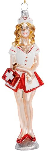 SIKORA Krankenschwester besondere Weihnachtskugel Glas Christbaumschmuck Deko Figur Weihnachten Anhänger Ornament - Meisterstücke - BS779