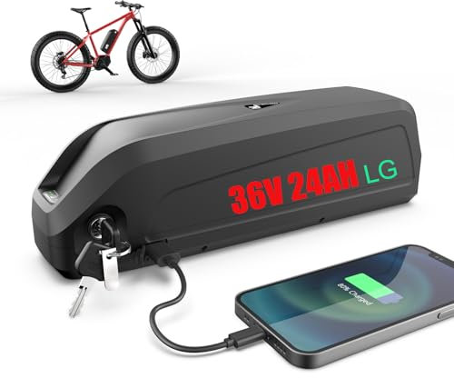 hxrfoak Ebike Akku 36V 24AH Lithium Ionen Fahrrad Batterie mit Ladegerät für 36V 700W 500W 350W 250W Motor, ba-fang, Most Ebike Umbausatz