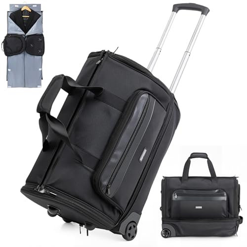 BMaoBBo Reisetasche mit Rollen, Reisetasche mit Rollen Groß, Tasche mit Rollen für Herren/Damen, Geeignet für Reisen, Wochenendurlaub, Schwarz
