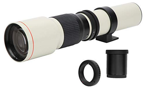 Qukaim Teleobjetivo de enfoque manual F8 de 500 mm con teleconvertidor 2X para montaje Olympus OM, enfoque fijo, lente de cámara telefoto, apertura F32
