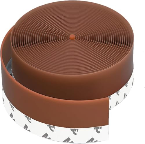 Burlete bajo puerta marrón – cinta autoadhesiva de silicona, Vier te aguas y sellado para puertas interiores, 35MM para holguras ≤ 20MM