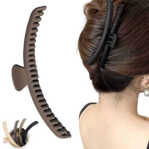 Banana Clip Hair, Pinces à Cheveux pour Femmes, Pince Banane Cheveux Femme, Barettes Cheveux Femme, Grande Pince Banane, Accessoire Cheveux Pince Banane pour Femmes et Filles (Curry foncé)