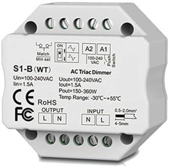 AC Thyristor Dimmer LED Controller Druckknopfschalter 110V 220V 230V(S1-B(WT) Only)