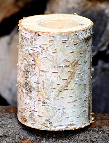 Kerzenhalter aus Birkenholz Höhe 10 cm Kerzenständer Teelichthalter Birkenstamm Birke Massivholz