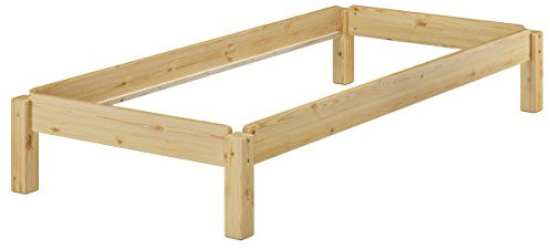 Erst-Holz Stapelbett Massivholzbett Kiefer Natur 80x200cm Einzelbett stapelbar Gästebett 60.48-08oR