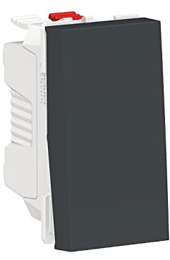 Schneider Electric NU310654 New Unica, Interruptor de Pulsador 1 Módulo, Prod. Sostenible Green Premium, Instalación Fácil- Antracita