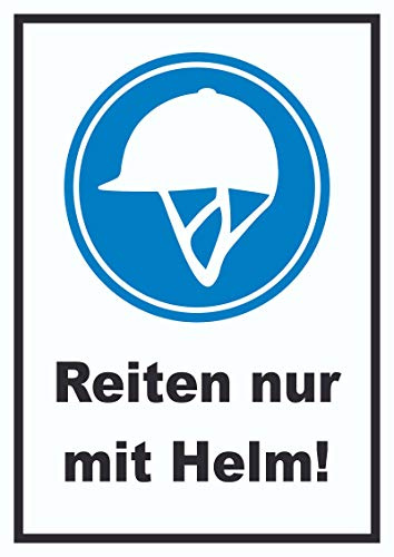 HB-Druck Reiten nur mit Helm Schild A5 Rückseite selbstklebend