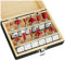 Meister Fräser-Set 12-teilig - Zur Holzbearbeitung - Für Oberfräsen mit 8 mm Schaft - Hartmetall / Nutfräser / Zinkenfräser / Bündigfräser / Viertelstabfräser / Hohlkehlfräser / Abrundfräser / 5644460