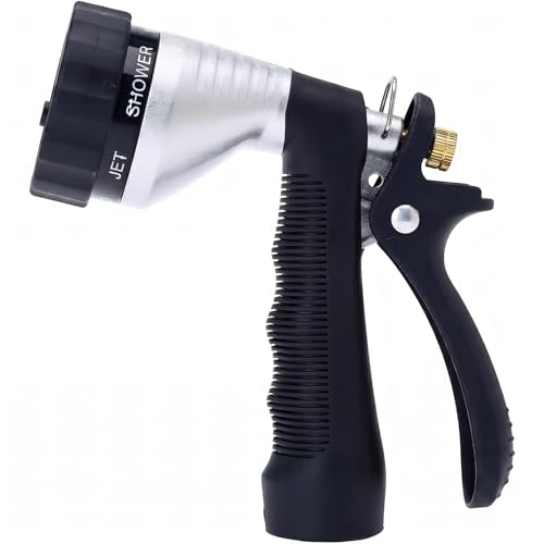 GREEN MOUNT Water Hose Nozzle Spray Nozzle, Metal Garden Hose Nozzle with Adjustable Spray Patterns, Perfect for Watering Plants, Washing Cars and Showering Pets