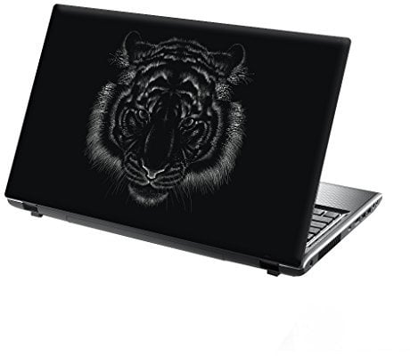 TaylorHe 13-14 inch Laptop Skin Vinyl Decal with Colorful Patterns and Leather Effect Laminate MADE IN England Tiger on Black