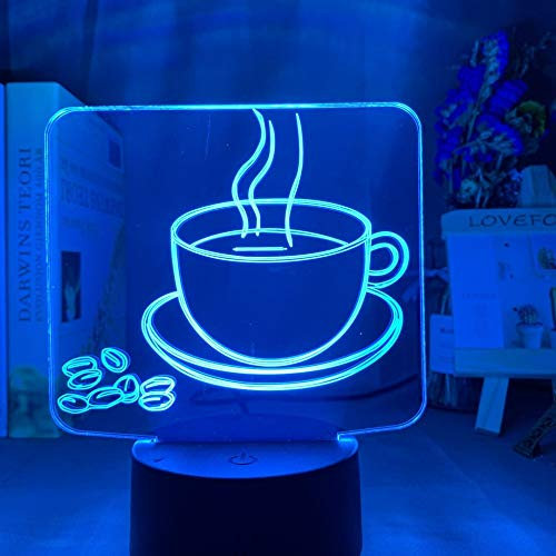 Acrílico 3d Óptico Led Luz de noche Modelo de taza de café Lámpara de mesa colorida para decoración de tienda Cool Gadgets Office Home Luz decorativa