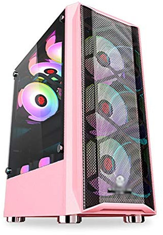 ATX Case,Mid-Tower PC Gaming Case ATX/M-ATX/ITX - Front I/O USB 3.0 Port - Fully Transparent Side Panels - 8 Fan Position - Water Cooling Ready (Color : Pink)