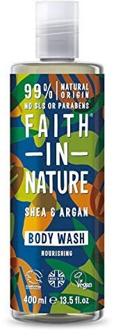 Faith In Nature Natural Shea & Argan Body Wash, Nourishing, Vegan & Cruelty Free, No SLS or Parabens, 400ml