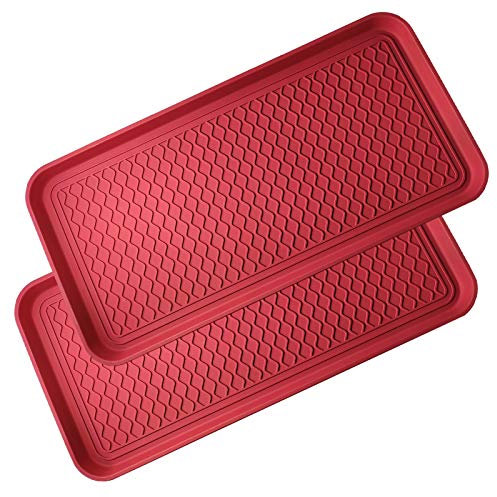 2 Pack All-Purpose Boot Tray Indoor Outdoor Washable Mat for Shoes, Boots, Plants, Mud, Pet Food Bowls, Gardening, Laundry, Kitchen, Garage, Car Storage, Entryway, 30 x 15 inch Utility Tray