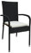 METRO Professional Gartenstuhl mit Armlehne Mohim, Aluminium/PE Rattan, 55 x 65 x 94 cm, Stapelbar, Wetterfest, 150 kg Tragkraft, Schwarz
