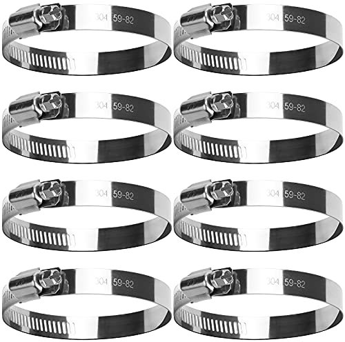 8 Pack Jubilee Clips 59-82 mm Hose Clips Adjustable Ducting Clamps for Securing Hoses and Pipes Tube