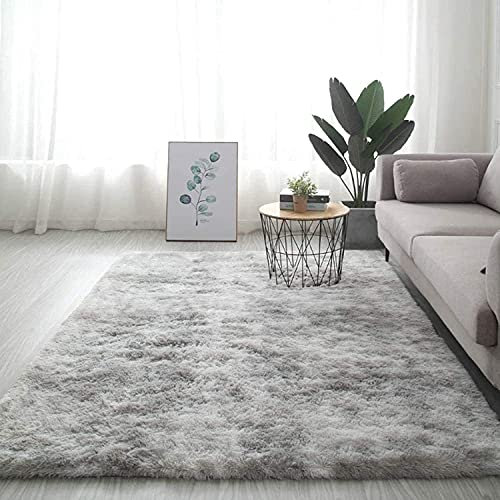 KINGSON Alfombras de Pelo Largo Modernas Infantiles, Alfombra Peluda Grande para Salon Habitacion Exterior Pasillo (Nuevo Gris Claro, 120 * 160cm)