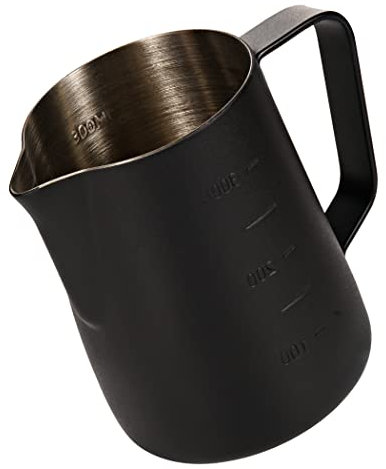 Dianoo Espresso Steaming Pitcher 350ml, Milk Frothing Pitcher Stainless Steel With Measurement, Milk Frothing Cup, Coffee Jug, Latte Art, Black