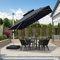 PURPLE LEAF Parasol Déporté 3 x 3 m Carré, Parasol De Jardin Extérieur, Toit à Double Rotatif 360°, Pour Terrasses, Piscines, Gris acier