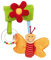 Sigikid Anhänger Schmetterling, PlayQ Lernspielzeug zum Aufhängen an Babyschale und Kinderwagen, Spielspaß mit Rassel und Knisterfolie, für Babys auf Reisen, Art.-Nr. 42871, mehrfarbig, 24x14x3 cm