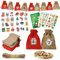 Makone Adventskalender zum Befüllen zu Hause, 24 Tüten DIY Adventskalender 2022 mit Weihnachtsaufklebern mit weihnachtlichen Geschenkanhängern und Clips