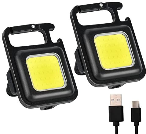 Mini Inspektionsleuchten, 2 Stück 1000 Lumen Arbeitsleuchte LED Werkstattlampe Magnetisches Mechanikerlicht Tragbare Arbeitslampe,4 Lichtmodi COB Taschenlampe für Auto Reparatur [Energieklasse A+++]