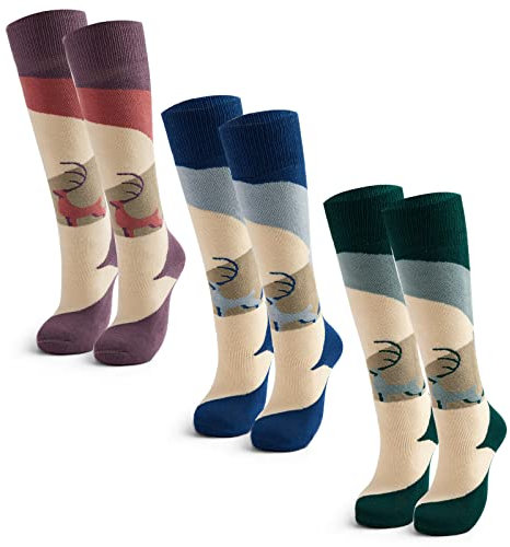 Qterdiz Unisex Kinder Weihnachten Warme Skisocken Jungen Dicke Skistrümpfe Mädchen Thermo Socken für Ski und Snowboard 3 Paar 10-13 Jahre