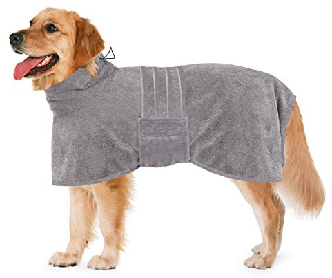 Dolahovy Hundebademantel Mikrofaser Hund Bademantel Handtuch Hund Trocknungsmantel Super Saugfähiger Schnell Trocknender Hund Roben Handtuch Hund Bad Robe für Kleine Mittlere Große Hunde