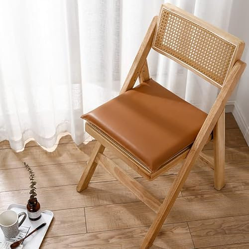 Stuhlkissen Sitzkissen mit Reißverschluss, Kunstleder Sitzauflage für Innen Büro, Gefüllte Gedächtnisschaum Latex, rutschfest, Quadrat Rechteck, Wasserdicht, Einfarbige Farbe,Braun,40x50x3cm