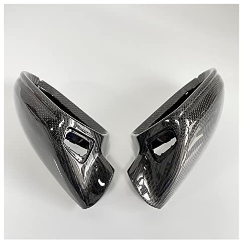 Auto Spiegelkappen Für Audi A6 C7 S6 2012 2013 2014 2015 2016 2017-2018 Real Carbon Fiber Rückspiegelgehäuse Türflügelspiegelabdeckung Rückspiegelkappe (Farbe : With SideAssist Hole)