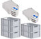 PROREGAL SuperSparSet 5x Eurobox NextGen Economy mit Scharnierdeckel & blauen Verschlüssen | Griffe offen | HxBxT 22x40x60cm | 44 Liter | Eurobehälter Transportbox Transportbehälter Stapelbehälter