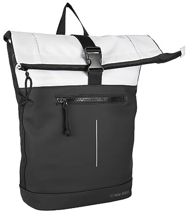 New Rebels Backham New York Schwarz 21L Reflektierende Rolltop Rucksack Wasserabweisend Laptop 15,6