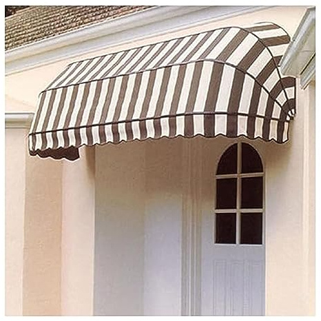 GRRICEPL Französisch Gebogene Einziehbare Markise, Terrasse Markise, Aluminium Polyester, Weiß-Braun, 135x135cm