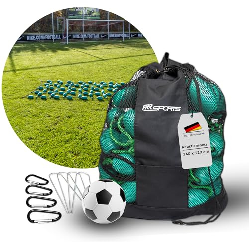 RR Sports - Profi Torwart Reaktionsnetz Fußball Boden-Netz Ball Abfälscher Equipment zum Torwarttraining - Soccer Goalkeeper Zubehör Ballabfälscher inkl. Tragerucksack