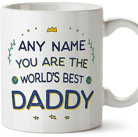 MUGFFINS Personalised Mug for Daddy - in English - World's Best - Funny Custom Gift - Ceramic 11oz Mug