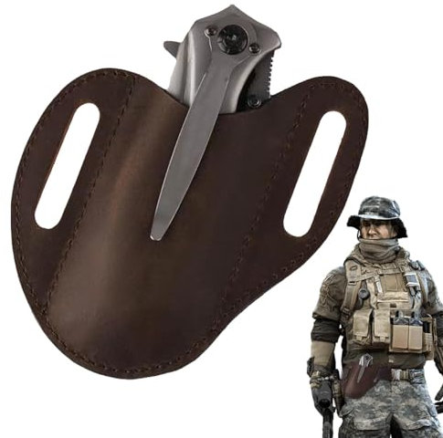 Fukamou Porte-Poche,Gaine Rangement en Cuir pour Hommes pour Couteaux pliants - Ceinture Fourreau Couteaux en Cuir, étui Transport Couteaux Ouverts, Cadeaux pour Hommes