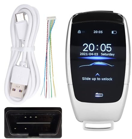 Tyenaza Clé Intelligente Universelle TK900, Télécommande Tactile LCD pour Voitures avec Démarrage par Bouton-Poussoir(mèche)