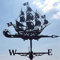 Brigtviee Wetterhahn Großes Schiff Wetterfahne Retro Metall Windfahne Anti-Rost Weather Vane Weathervane Windrichtungsanzeiger für Garten Roof Deko, 55x35cm, Schwarz