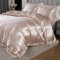 Herside Satin Duvet Cover Set King Champagne Pink Ruffle Bedding Silk like Satin Ruffled Fringe Silky Boho Bedding Sets 1 Duvet Cover 2 Pillowcases (Champagne Pink, UK King)