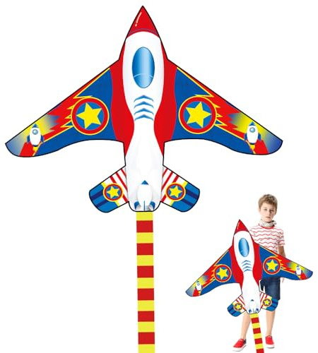 VLEDARLING Avion Cerf-Volant pour Enfants et Adultes, Cerf-Volant d'avion Coloré Monofil pour Enfants Garçons et Filles,avec Ligne de vol de 100mètres