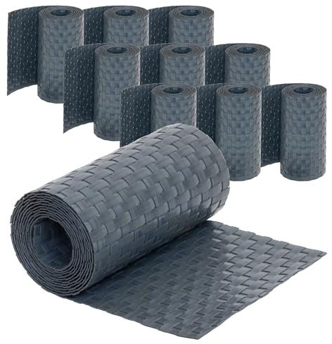 Jardinion Sichtschutzstreifen Rattan Optik 250 x 19cm, 10 Stück (25m) Anthrazit Sichtschutz, Balkon Sichtschutz, Terrasse- und Gartenzaun Sichtschutz inkl.