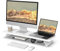 Fenge Soporte de Monitor de Madera con Estructura de Metal, Elevador para Escritorio de Doble Monitor, Soporte para Laptop, Computadora , con Estante de Almacenamiento, L80xW23.5xH10cm, Blanco