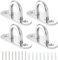CECOMBINE Stainless Steel Eye Plate U Hooks, 4 Pack Heavy Duty Wall Mount Ceiling and Screw Hooks, Suspension U Hooks Large Hook and Eye with Screws and Plastic Plug for Wall Ceiling Hanging