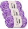 Coopay Chenille Wolle zum Häkeln, 3x100g Samtig Chenillegarn, Dicke Flauschige Weich Chenille Garn, Chenille Wolle, Weicher Plüschwolle Häkelgarn für Decken, Schals - Lila