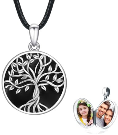 PARYFO Medaillon zum Öffnen von Bildern 925 Sterling Silber Baum des Lebens Medaillon Halskette Baum des Lebens Anhänger Foto Medaillon für Frauen Mädchen Mutter Ehefrau, Sterling Silber