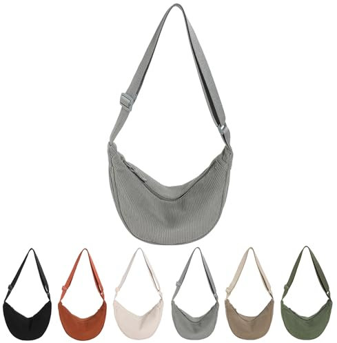 CXINLky Halbmond Tasche Damen, Hobo Half Moon Cord Tasche Großer Kapazität Cord Umhängetasche Crossbody Schultertasche Tragbare Halfmoon Bag Tasche Dumpling Umhängetasche